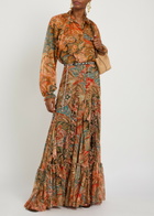 Etro Paisley Ruffled Silk Maxi Skirt Multicoloured