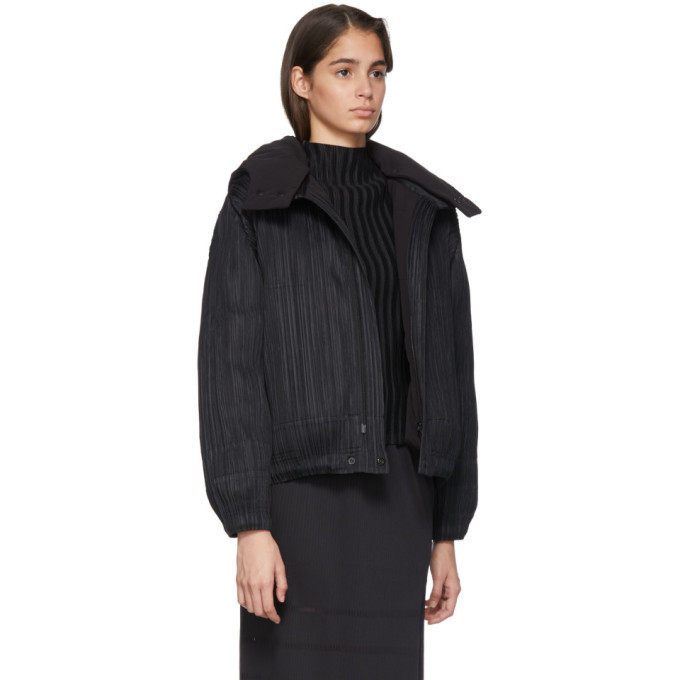 Pleats Please Issey Miyake Reversible Black Down Plisse Jacket