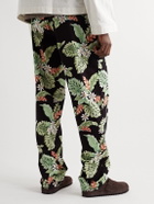 Go Barefoot - Tiare Garden Straight-Leg Printed Cotton Trousers - Black