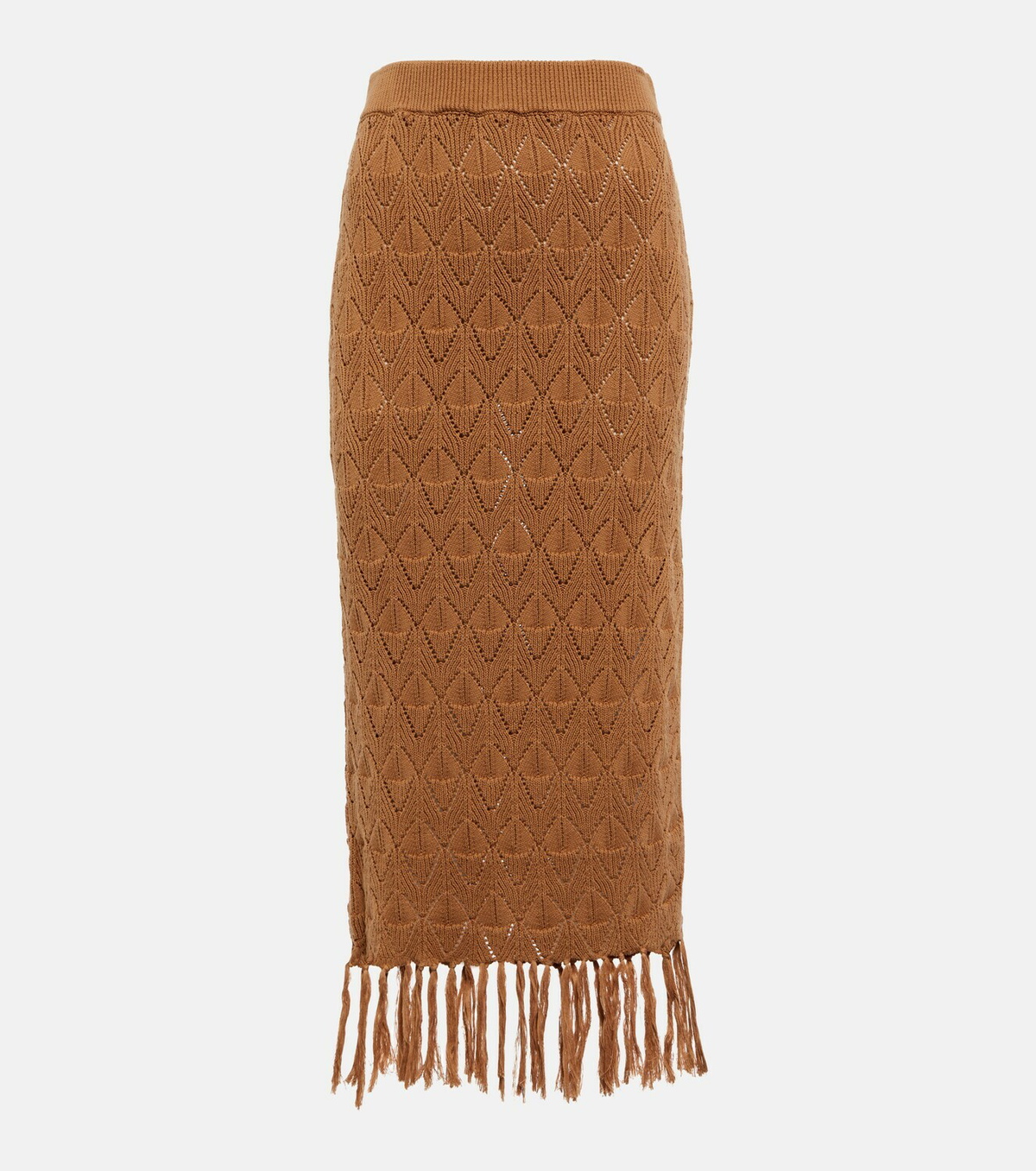 Dodo Bar Or Liz fringe-trimmed cotton midi skirt