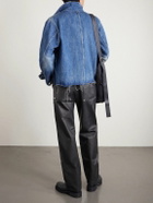 424 - HOORSENBUHS Straight-Leg Studded Leather Trousers - Black
