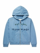 Story mfg. - Geo Appliquéd Organic Cotton-Jersey Zip-Up Hoodie - Blue