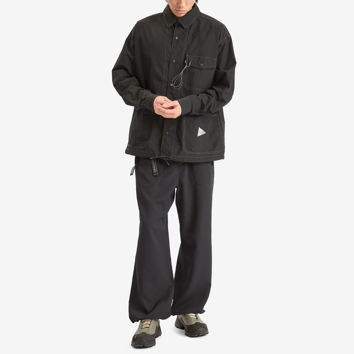 and wander Men's Cordura Cotton Ripstop Shirt Jacket in Black