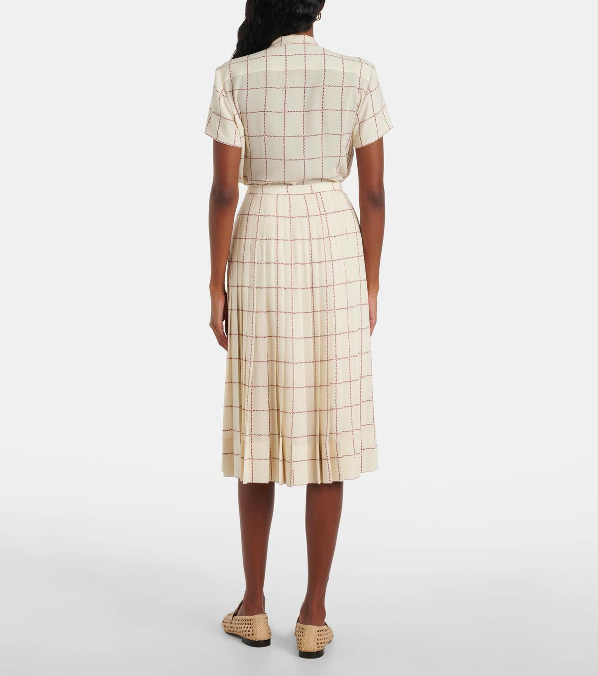Loro Piana Clea pleated silk sablé midi skirt