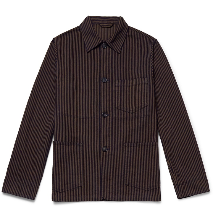 Photo: Officine Generale - Indigo-Dyed Striped Cotton Chore Jacket - Brown