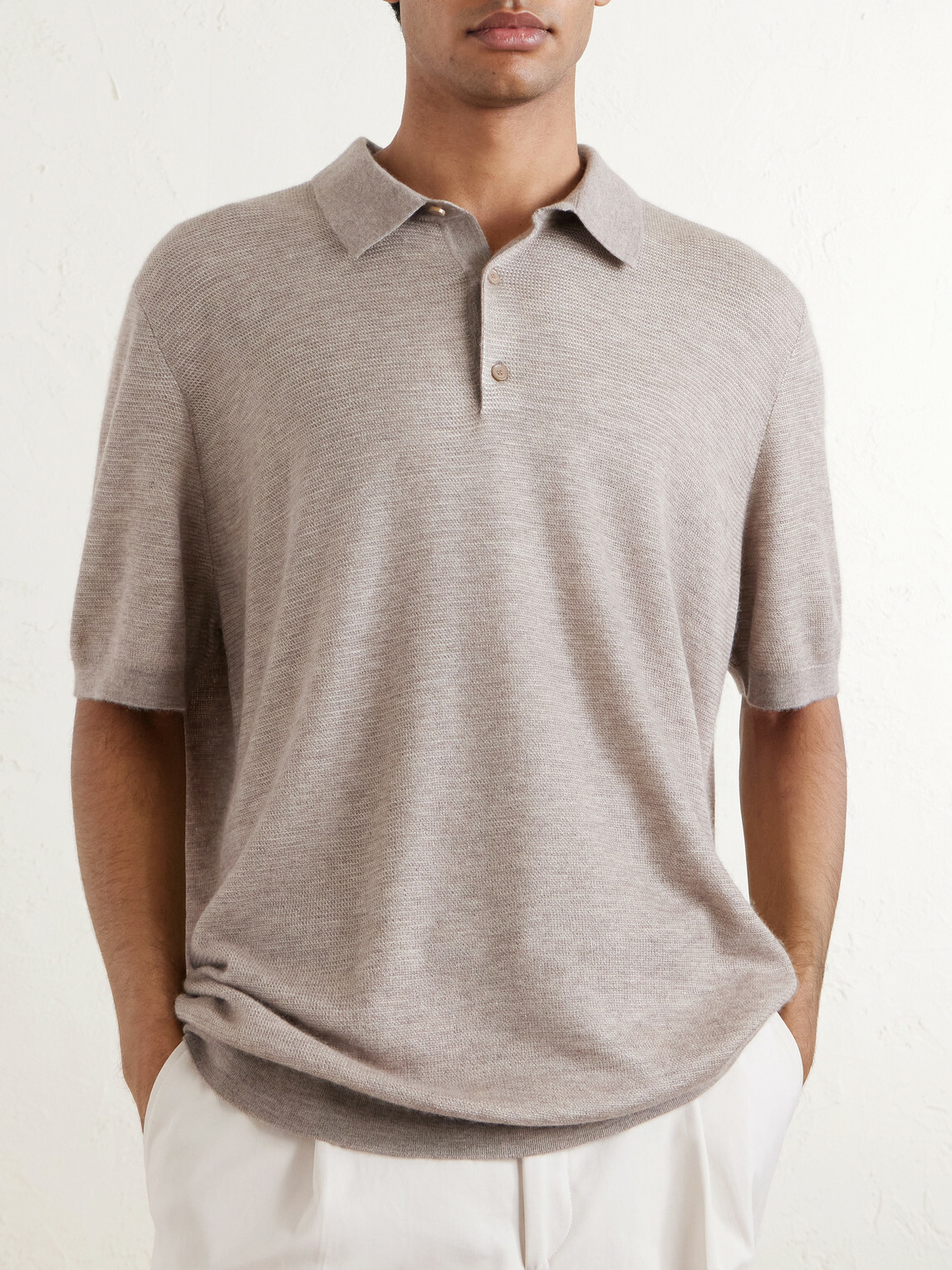 Loro Piana - Manipur Cashmere and Silk-Blend Polo Shirt - Neutrals