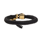 Versace Black and Gold Leather Braid Bracelet