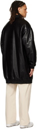 The Frankie Shop Black Faux-Leather Jesse Long Bomber Jacket