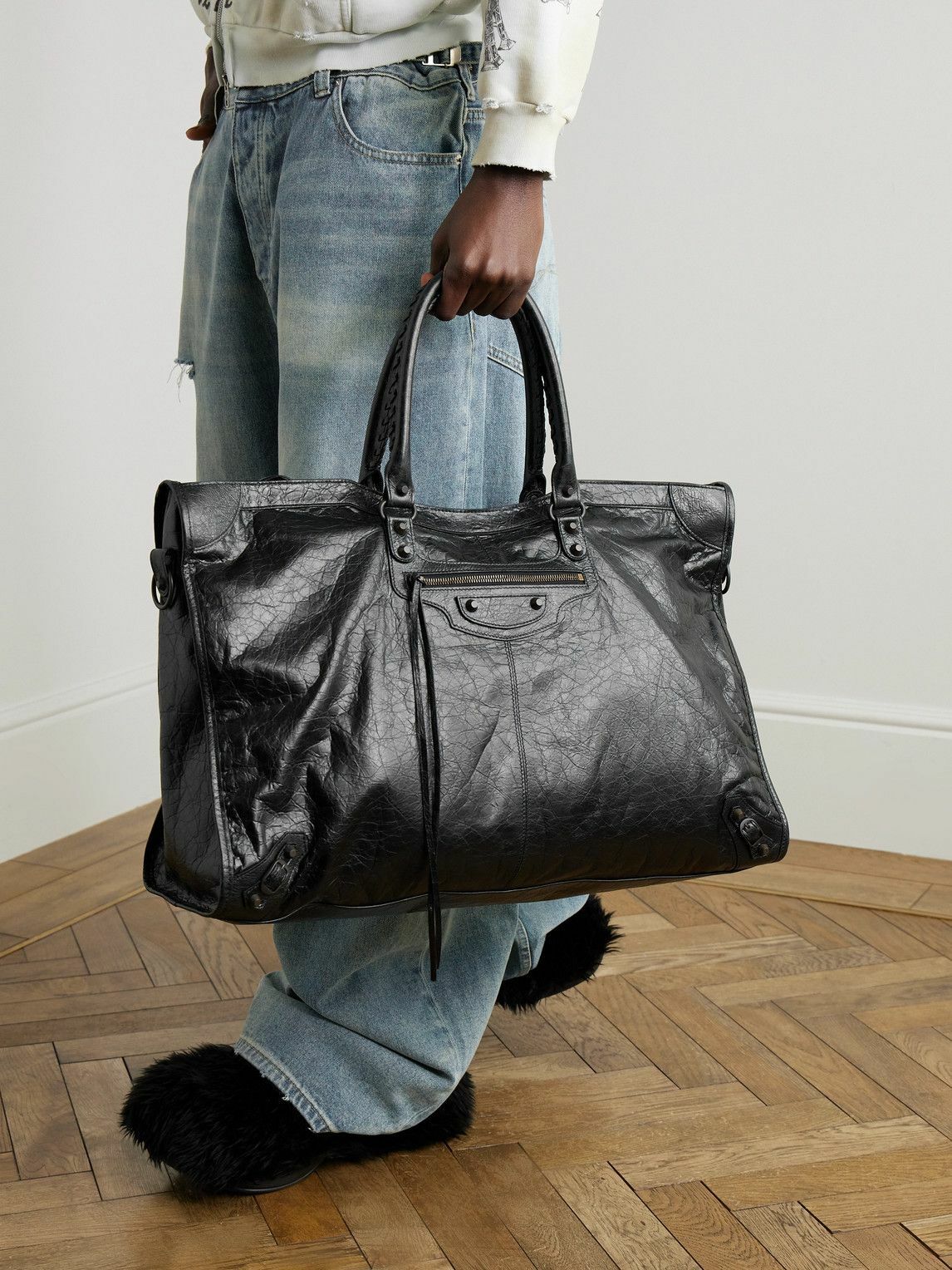 トートバッグ Balenciaga Le City Medium Tote Bag In Arena Leather Balenciaga - Le City Medium Arena Textured-Leather Tote