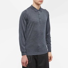 John Smedley Men's Belper Merino Knit Long Sleeve Polo Shirt in Charcoal