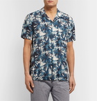 120% - Camp-Collar Printed Linen Shirt - Blue