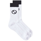 Gucci Men's Interlock GG Sports Sock in White Black