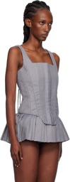 Pushbutton Gray Sleeveless Bustier Top
