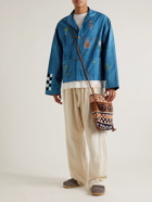 Story Mfg. - Short on Time Embroidered Printed Organic Cotton Jacket - Blue