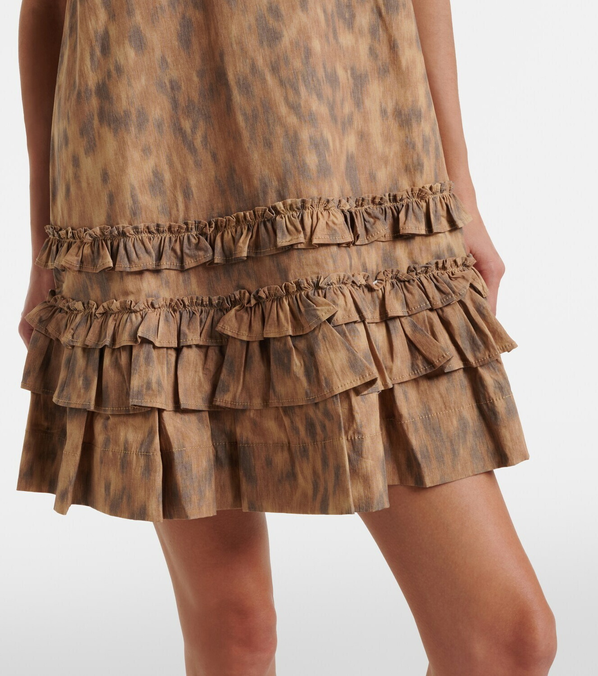 Ganni Ruffled printed cotton minidress