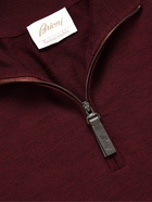 Brioni - Slim-Fit Wool Half-Zip Sweater - Burgundy