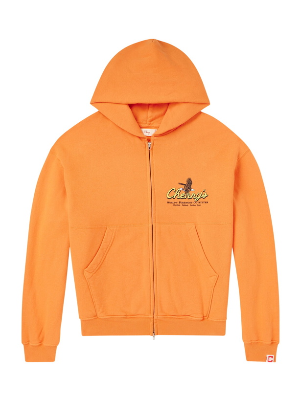 Photo: Cherry Los Angeles - Logo-Print Cotton-Jersey Zip-Up Hoodie - Orange