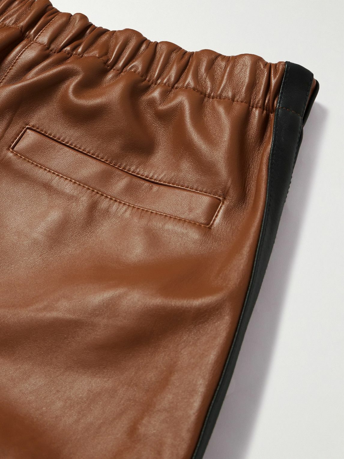 Marni - Straight-Leg Striped Nappa Leather Trousers - Brown