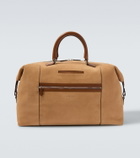 Kiton Leather-trimmed suede duffel bag