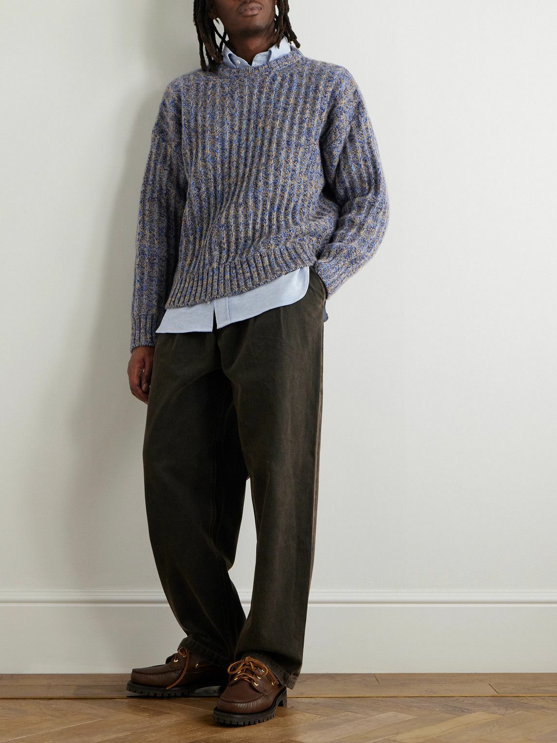 Federico Curradi - Vela Ribbed Wool and Cashmere-Blend Sweater - Blue
