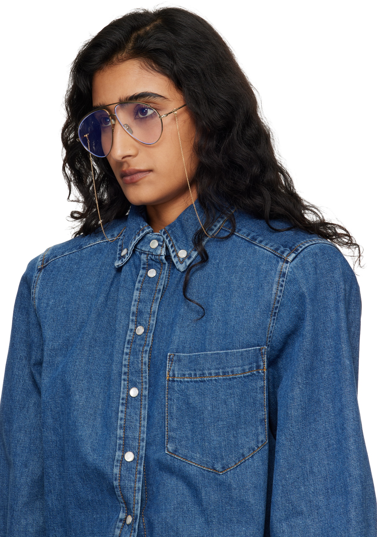 Gucci Gold Oversized Aviator Glasses