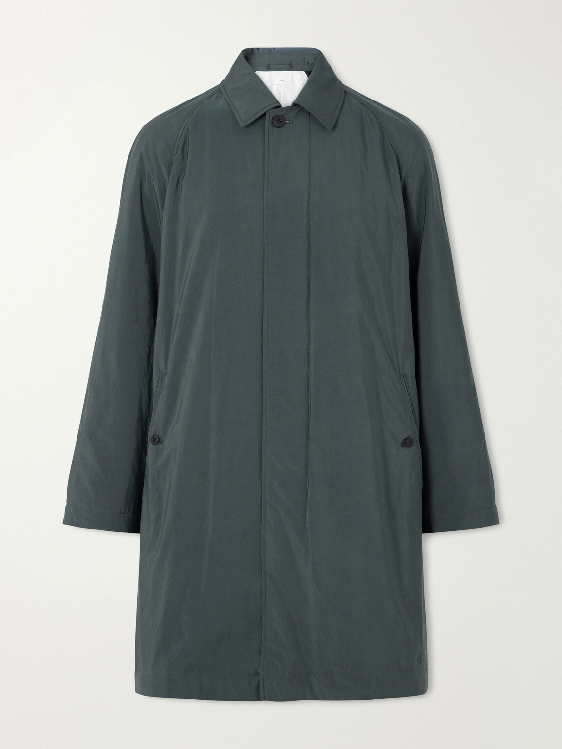 ATON - Balmacaan Padded Satin Coat - Green