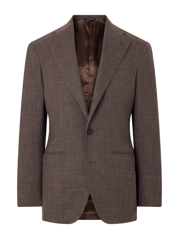 Photo: Saman Amel - Slim-Fit Wool, Silk and Linen-Blend Suit Jacket - Gray