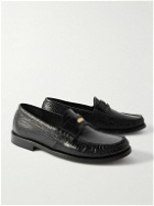 Rhude - Croc-Effect Leather Penny Loafers - Black