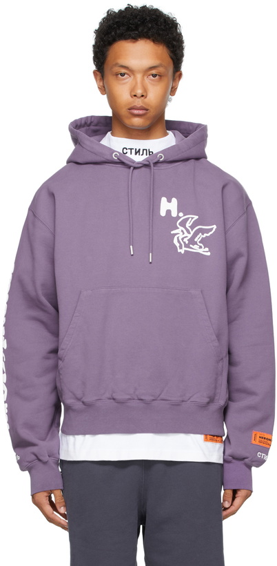 Photo: Heron Preston Purple Warped Logo Hoodie