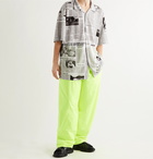 BALENCIAGA - Oversized Camp-Collar Printed Perforated Stretch-Jersey Shirt - White