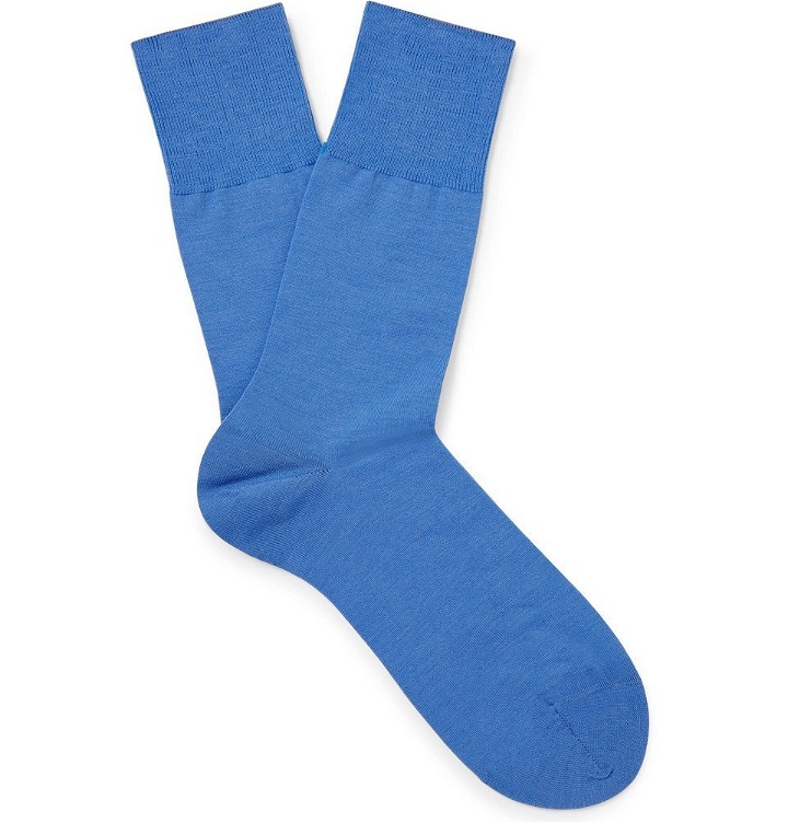 Photo: Falke - Airport Stretch Virgin Wool-Blend Socks - Light blue