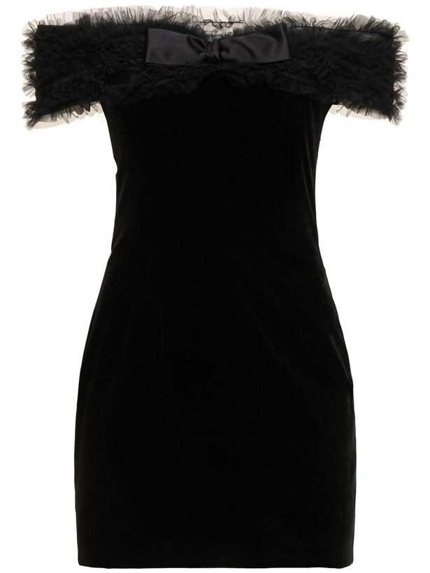 Photo: ALESSANDRA RICH Off-the-shoulder Velvet Mini Dress