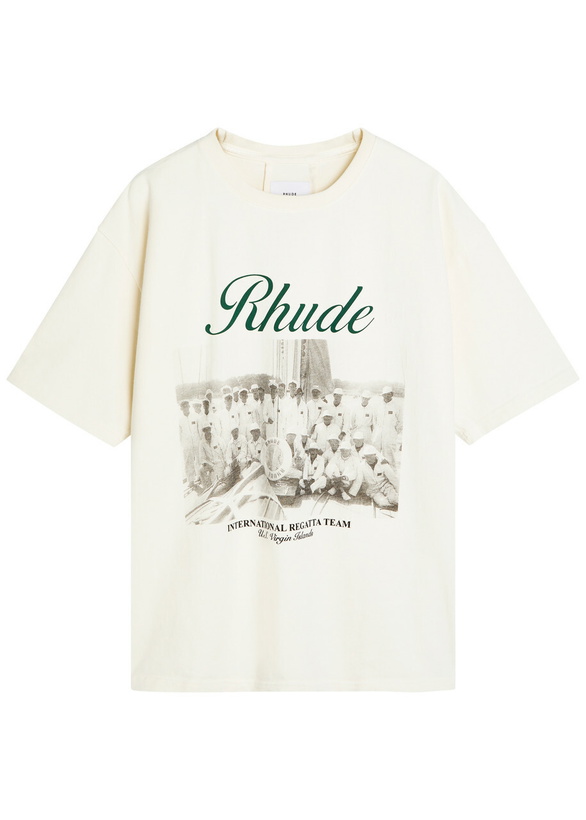 Photo: Rhude Virgin Islands Script Printed Cotton T-shirt White