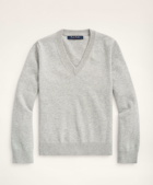 Brooks Brothers Boys Cotton V-Neck Sweater | Grey Heather