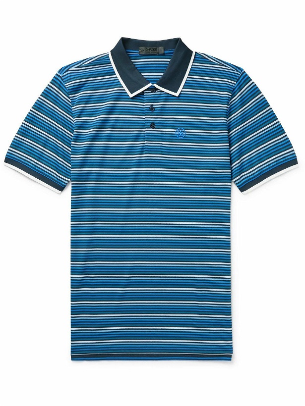Photo: G/FORE - Striped Perforated Stretch-Jersey Golf Polo Shirt - Blue