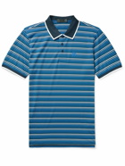 G/FORE - Striped Perforated Stretch-Jersey Golf Polo Shirt - Blue