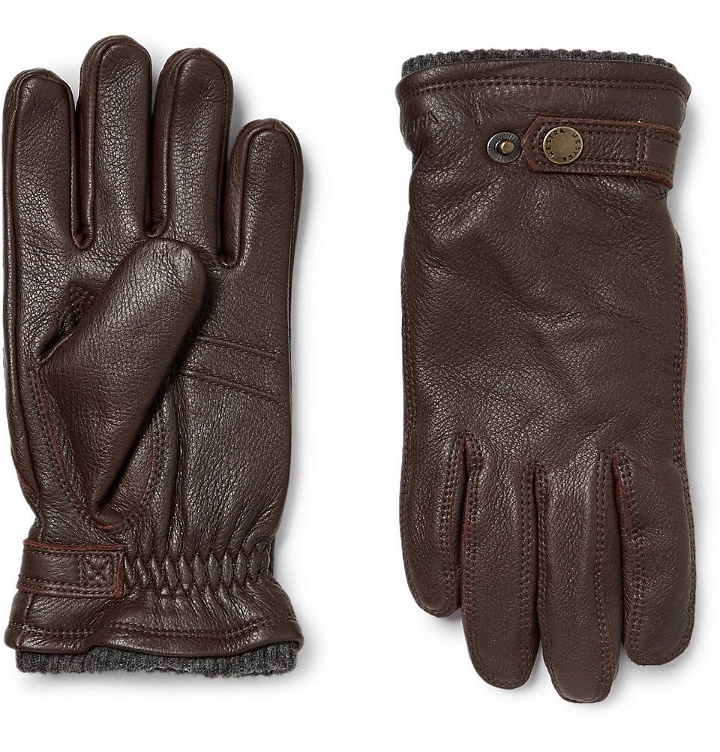 Photo: Hestra - Utsjö Fleece-Lined Full-Grain Leather and Wool-Blend Gloves - Men - Brown