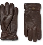 Hestra - Utsjö Fleece-Lined Full-Grain Leather and Wool-Blend Gloves - Men - Brown