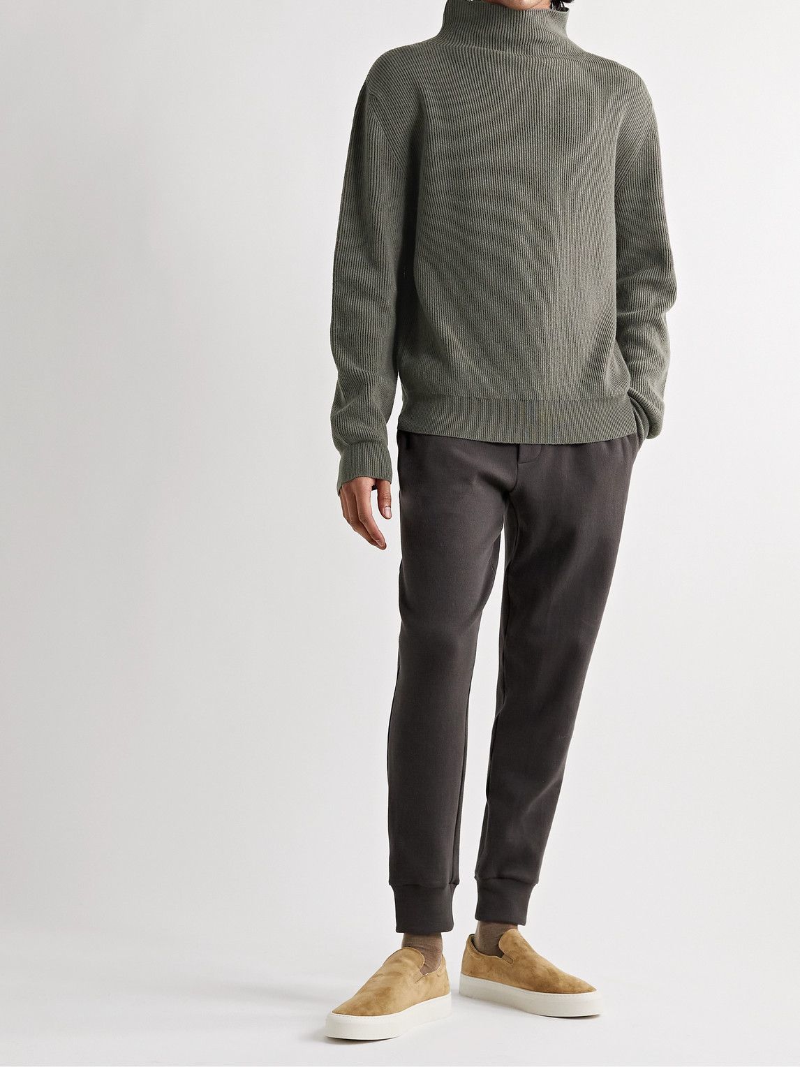 The Row Daniel Ribbed Cashmere Rollneck Sweater Green The Row