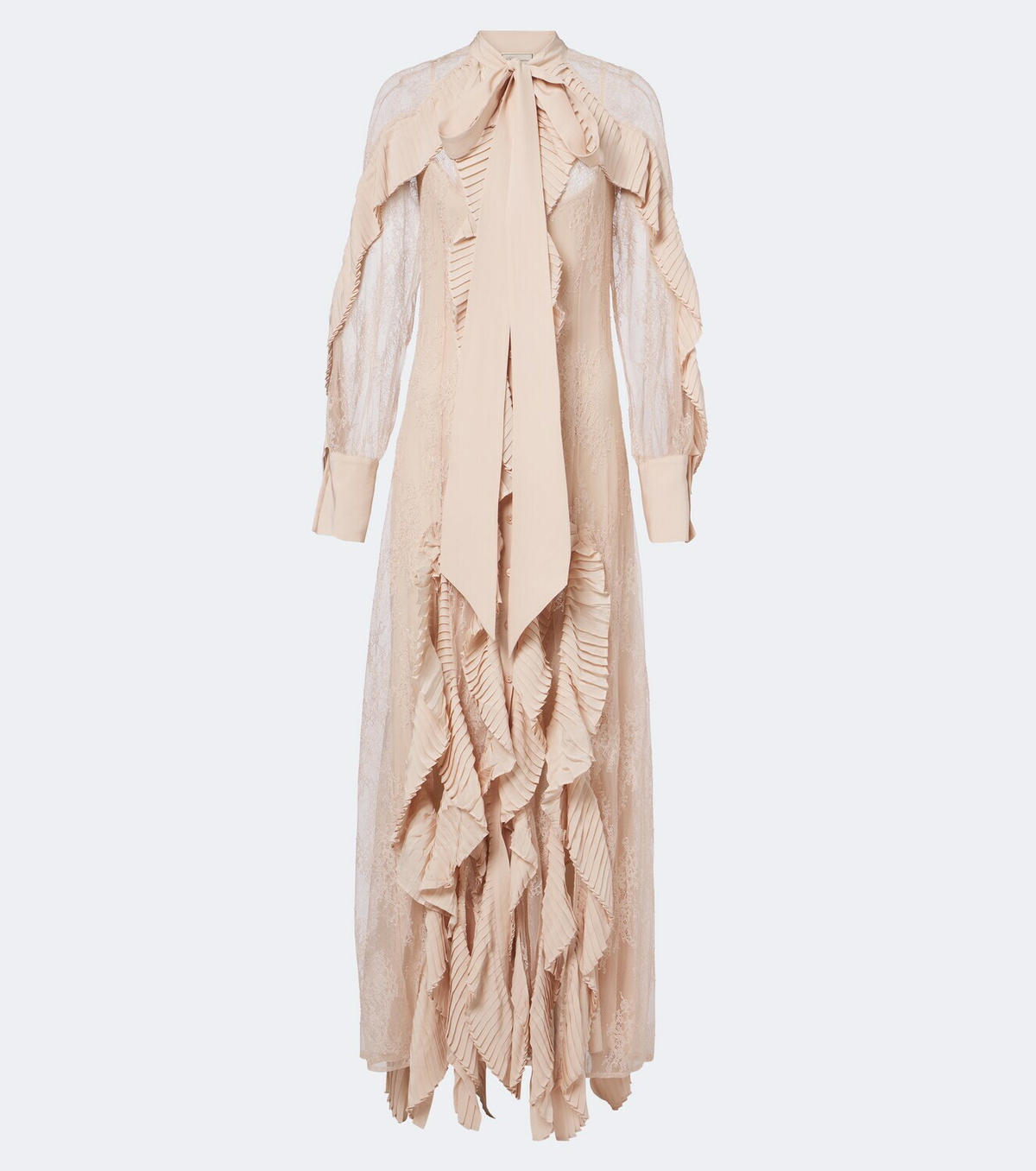 Blumarine Ruffled tie-neck lace gown