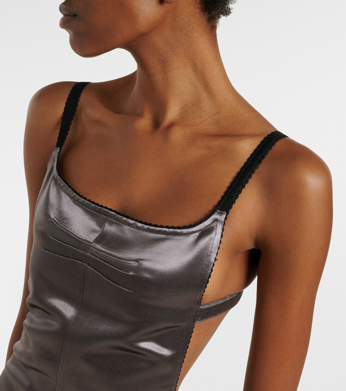 The Attico Open-back satin midi dress