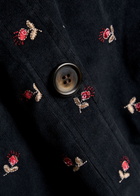 Rixo Nyla Floral-embroidered Fine Cord Jacket Navy