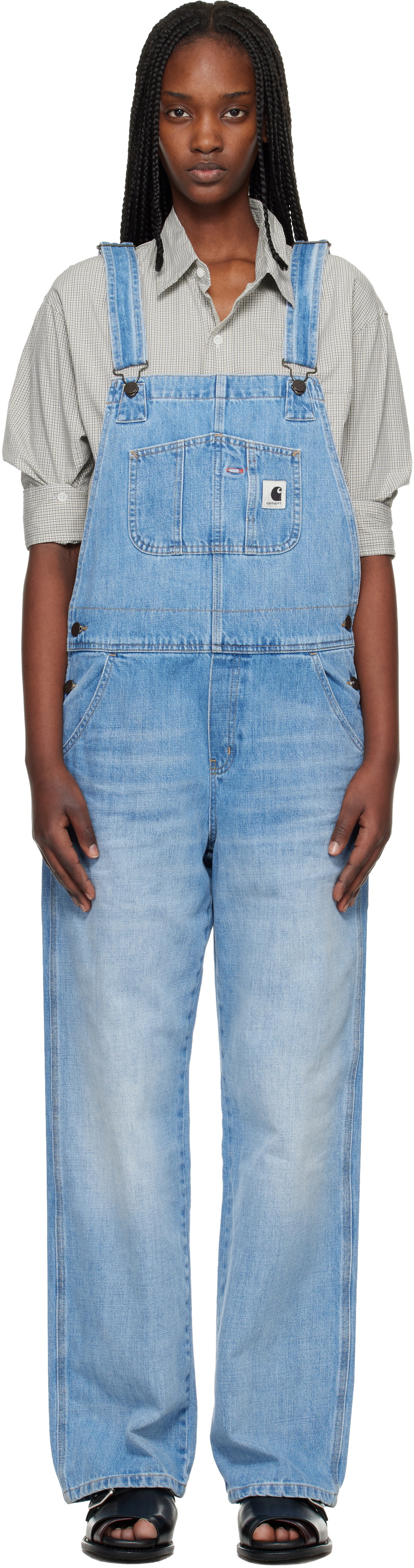 Carhartt Work In Progress Blue Bib Straight Denim Overalls