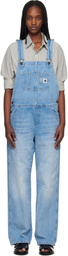Carhartt Work In Progress Blue Bib Straight Denim Overalls