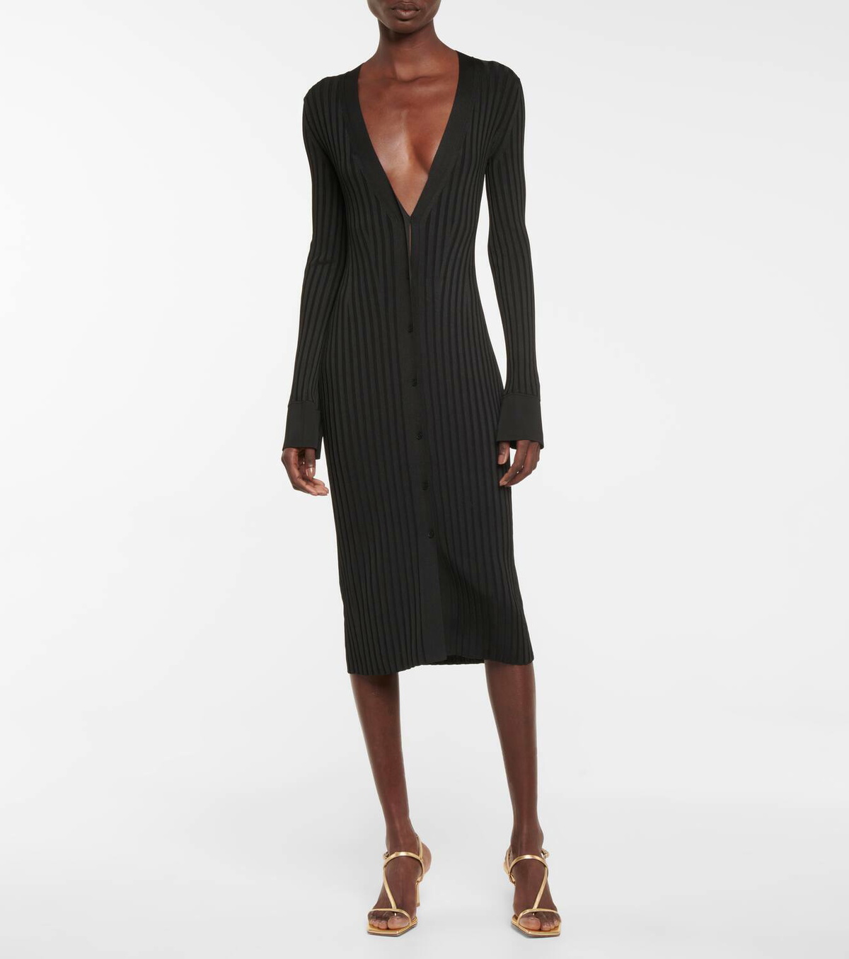 Galvan Ribbed button-down midi dress