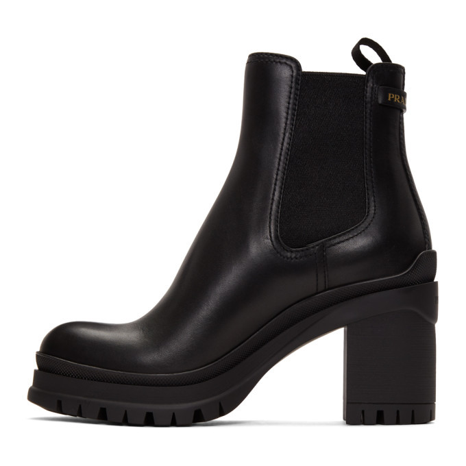 Prada Black Heeled Chelsea Boots
