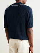Richard James - Ribbed Cotton and Silk-Blend Polo Shirt - Blue