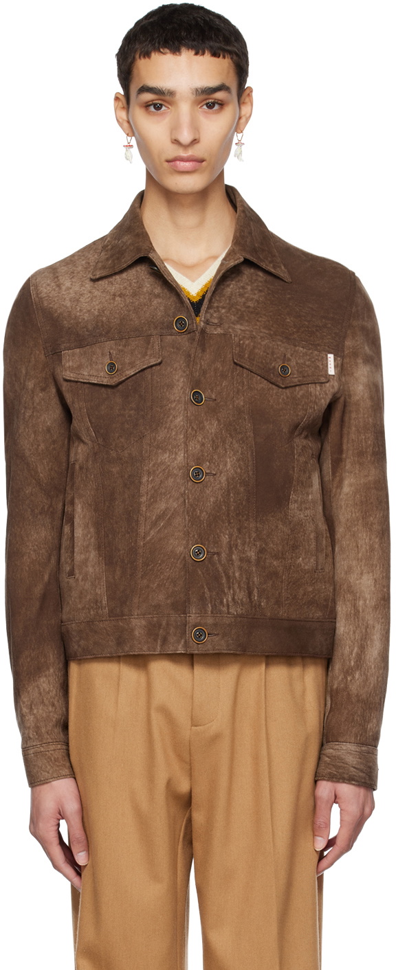 Marni Brown Buttoned Jacket Marni