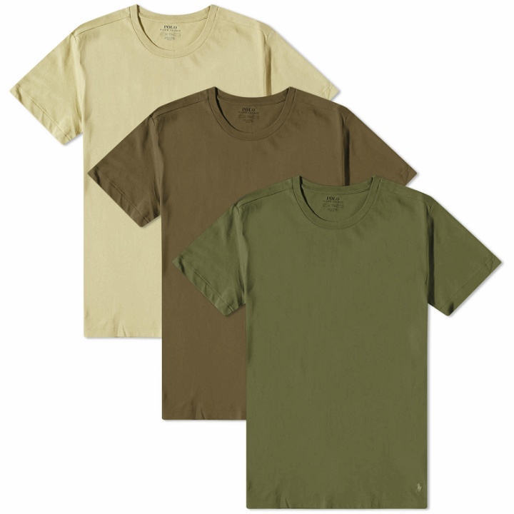 Photo: Polo Ralph Lauren Men's Crew Base Layer T-Shirt - 3 Pack in Olive Multi