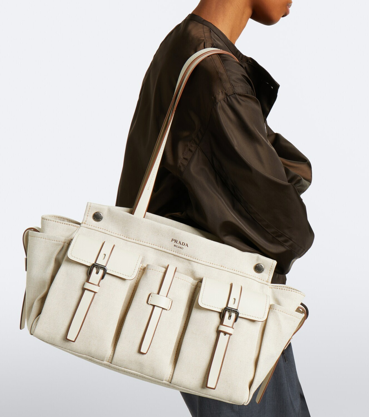 Prada Prada Route Large canvas tote bag